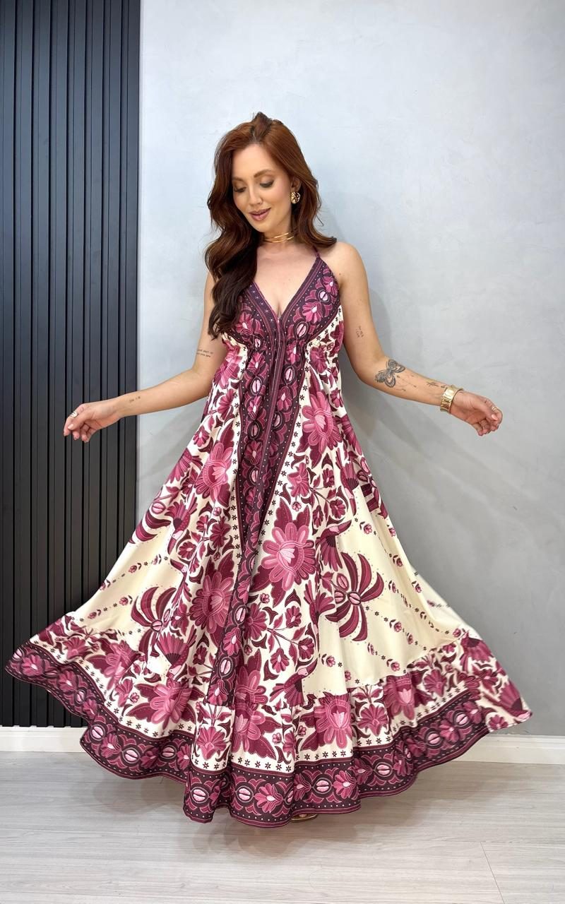 vestido indiano fucsia