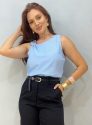 blusa regata azul bebe com fivela