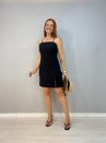 vestido curto decote reto preto