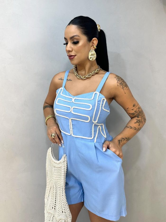 macaquinho com bordado alca larga azul macaquinho com bordado alca larga azul