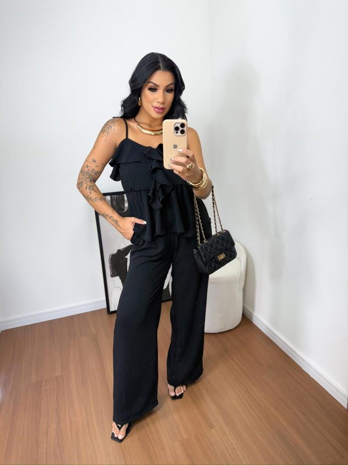 conjunto babado preto conjunto babado preto