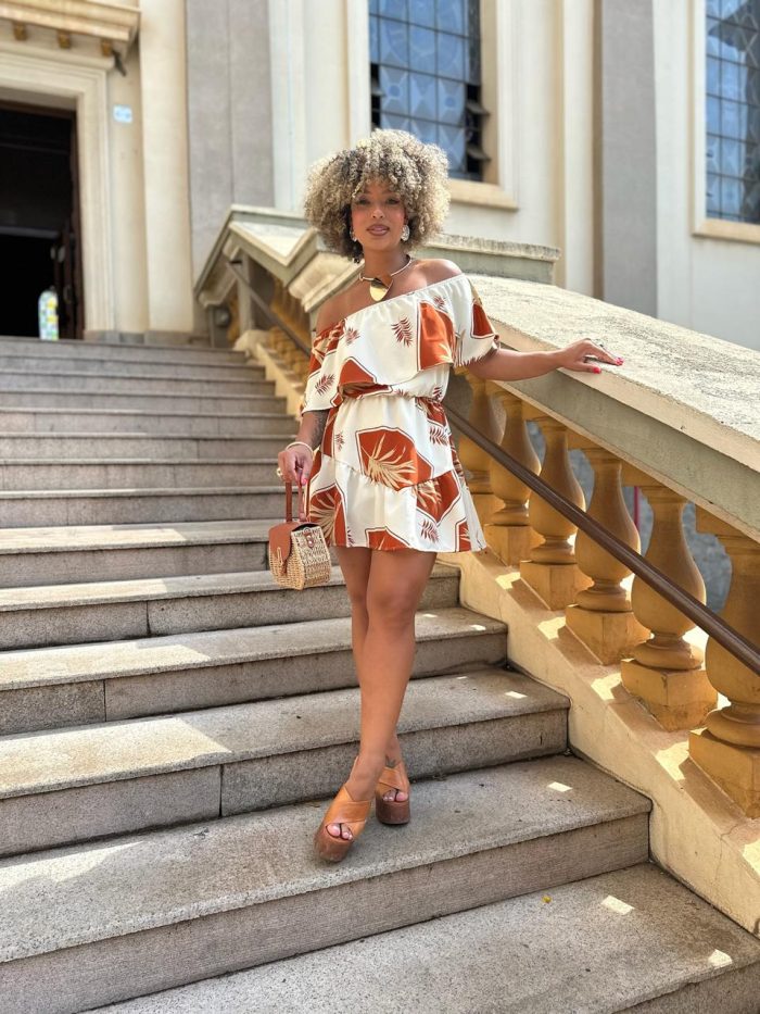 macaquinho estampado terracota