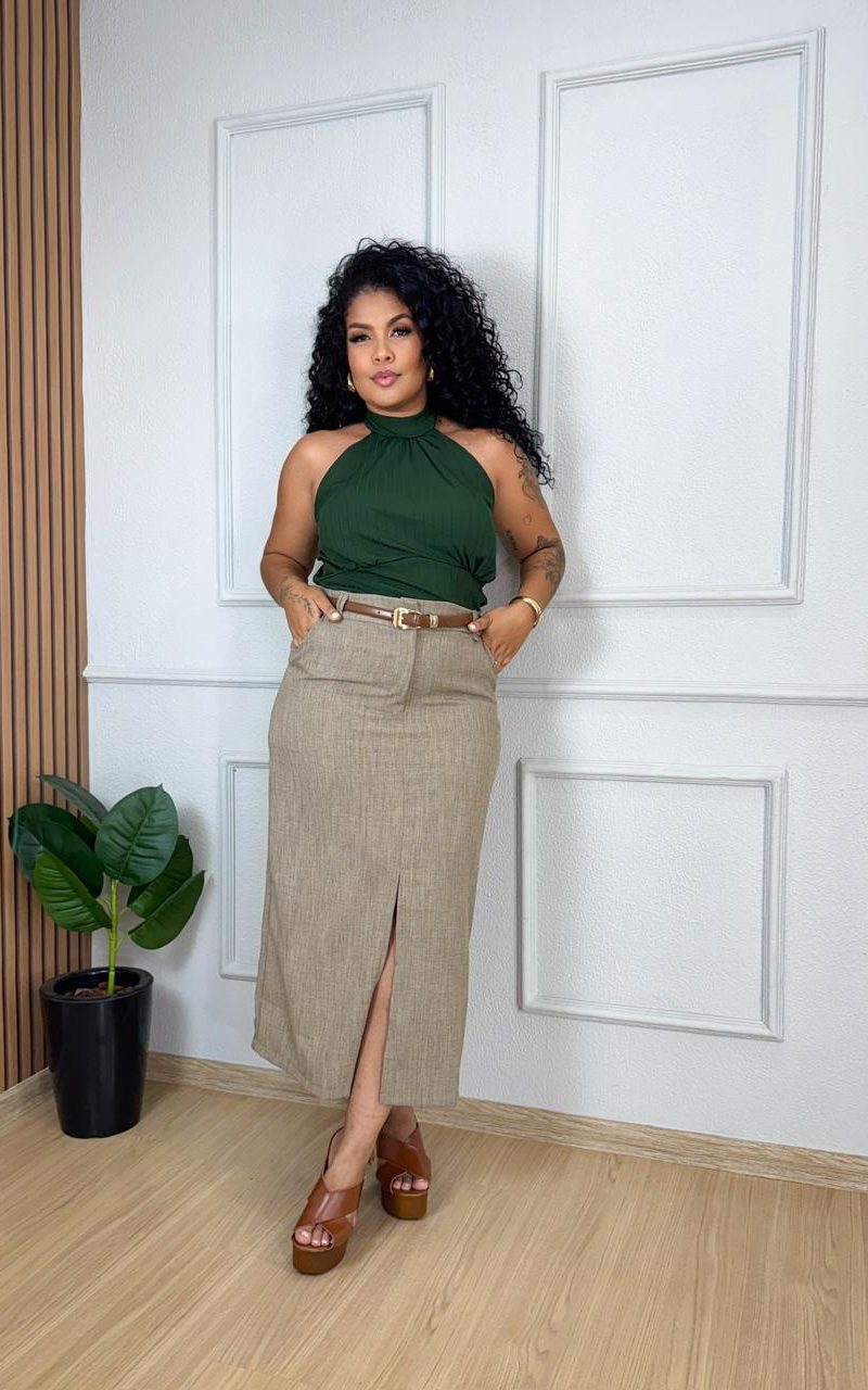 cropped canelado costa aberta verde