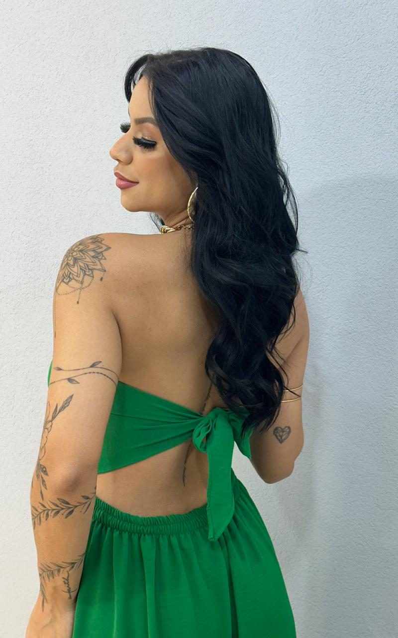 vestido sem alca costas abertas duna verde 1000i1