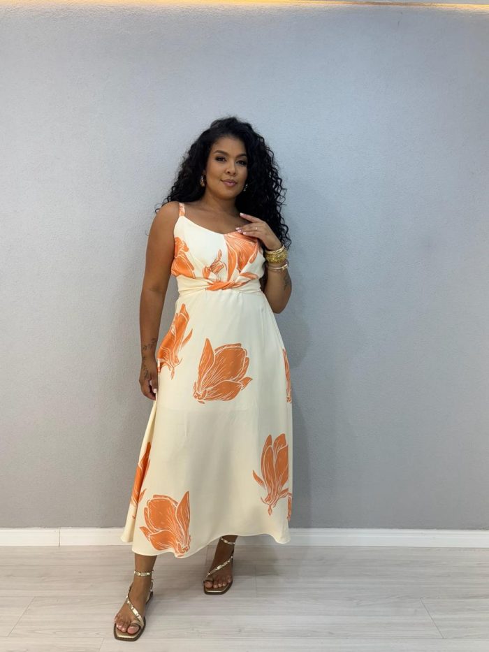 vestido midi folhagem verde 1000l2 vestido midi folhagem verde 1000l2