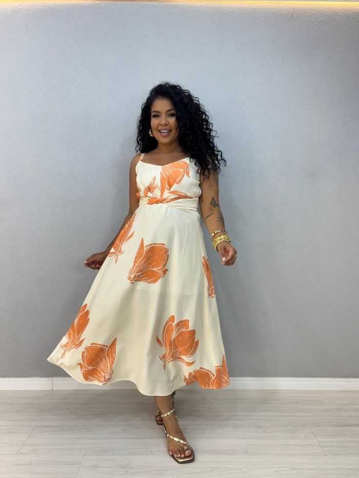 vestido midi folhagem verde 1000l2