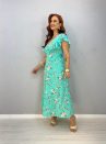 vestido florido com babado verde 1000l4
