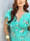 vestido florido com babado verde 1000l4
