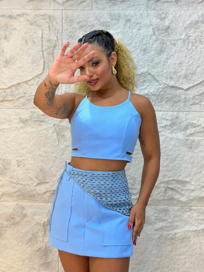 conjunto alfaiataria azul sandi conjunto alfaiataria azul sandi