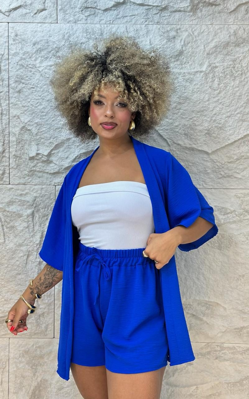 conjunto shorts e kimono azul 1000i6