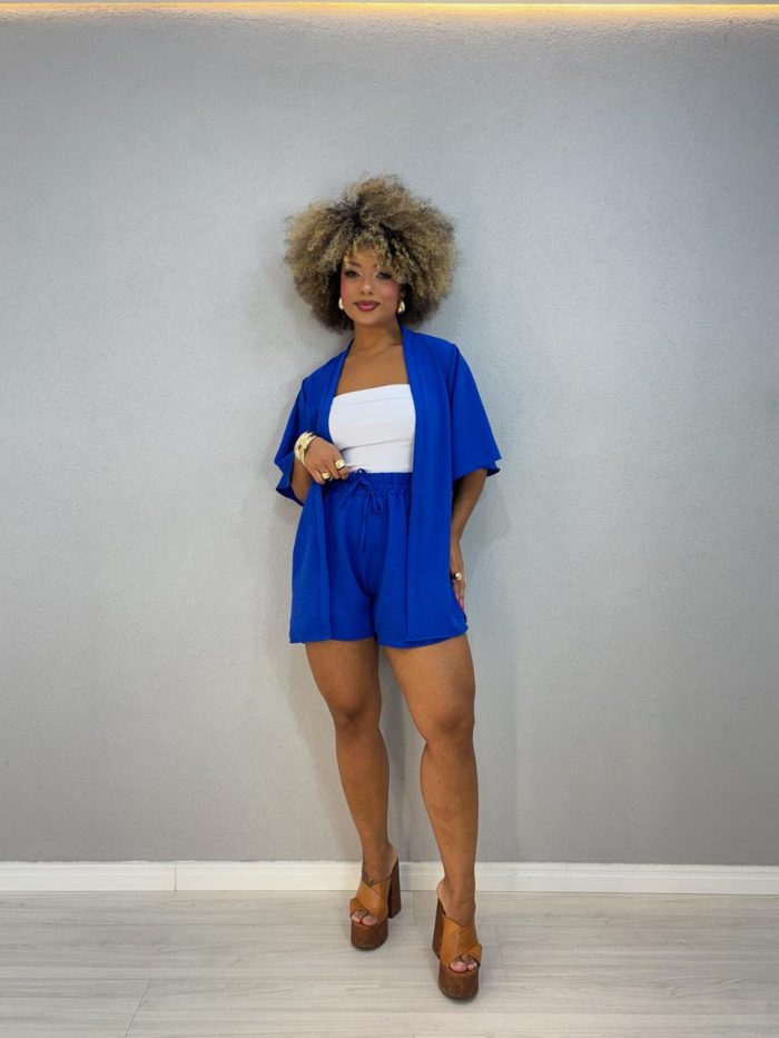 conjunto shorts e kimono azul 1000i6 conjunto shorts e kimono azul 1000i6