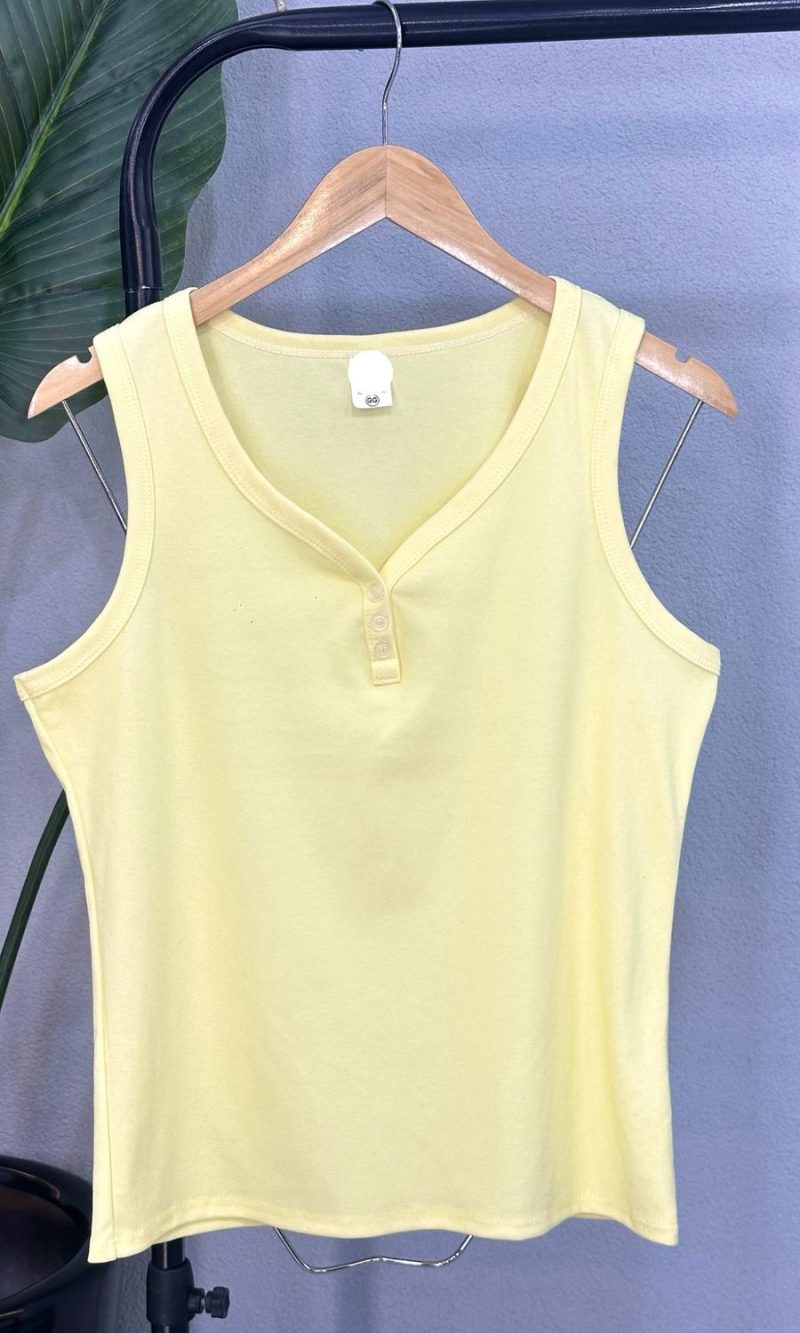 regata canelada bÁsica 3 botÕes amarela 1000m3