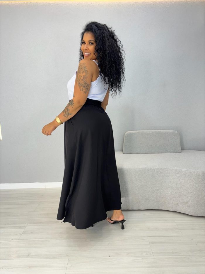 saia longa duna marcela preta poa 1000h7 saia longa duna marcela preta poa 1000h7