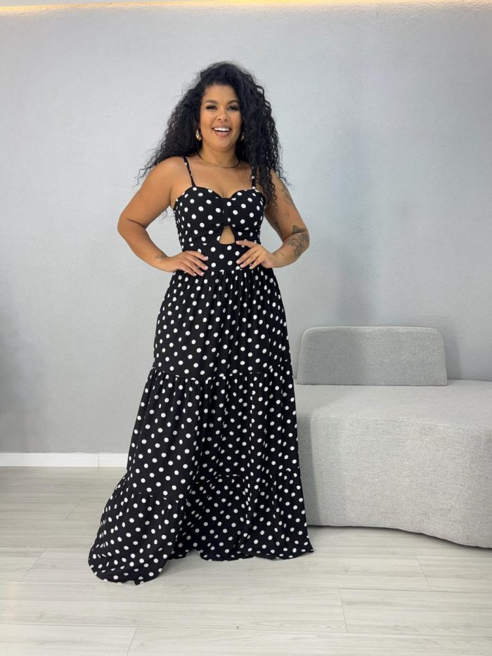 vestido viscolinho verde poa branco 1000l1