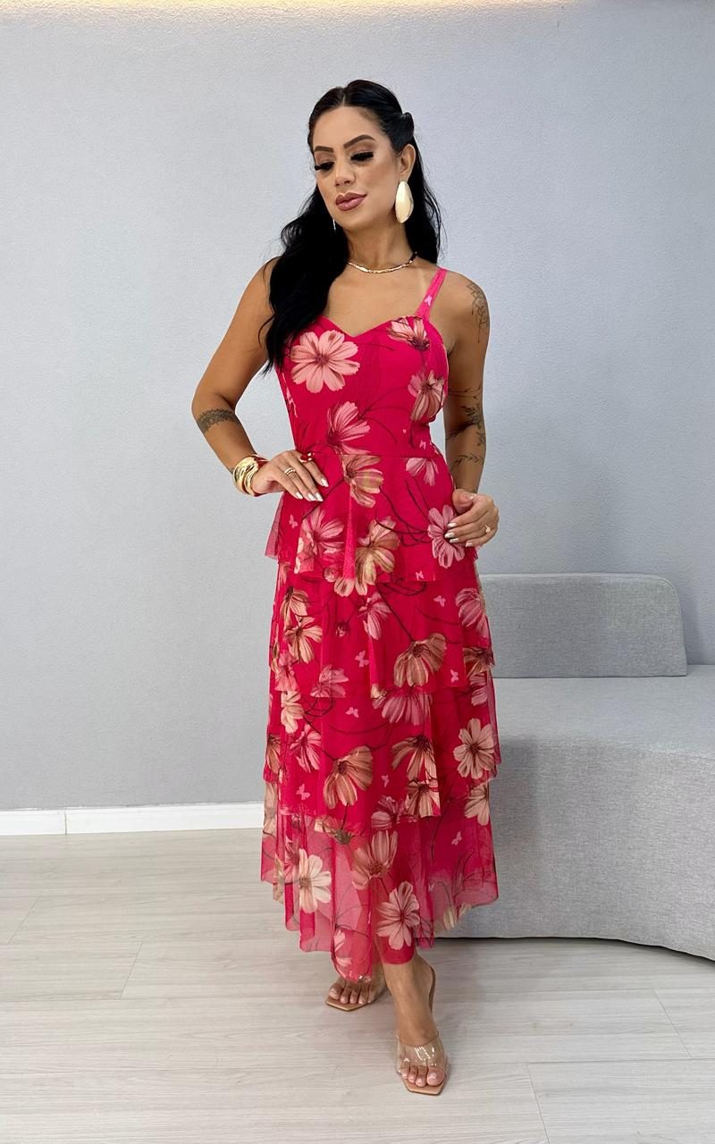 vestido estampado midi tule 1000d5